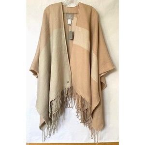 Soia & Kyo Wrap Womens One Size Multicolor Block Print Shawl Poncho Fringe NWT